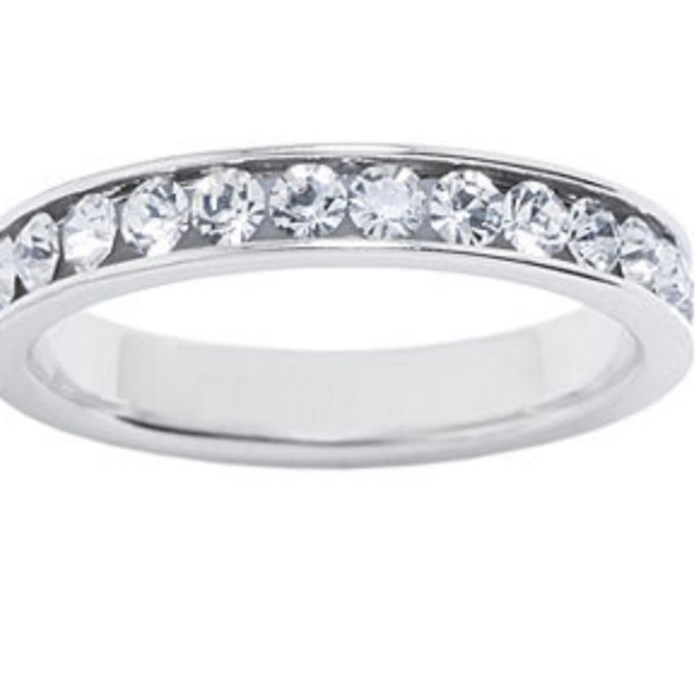 Sparkle Allure Silver Plate Stacking Ring Round Cut Crystal 5 NWT